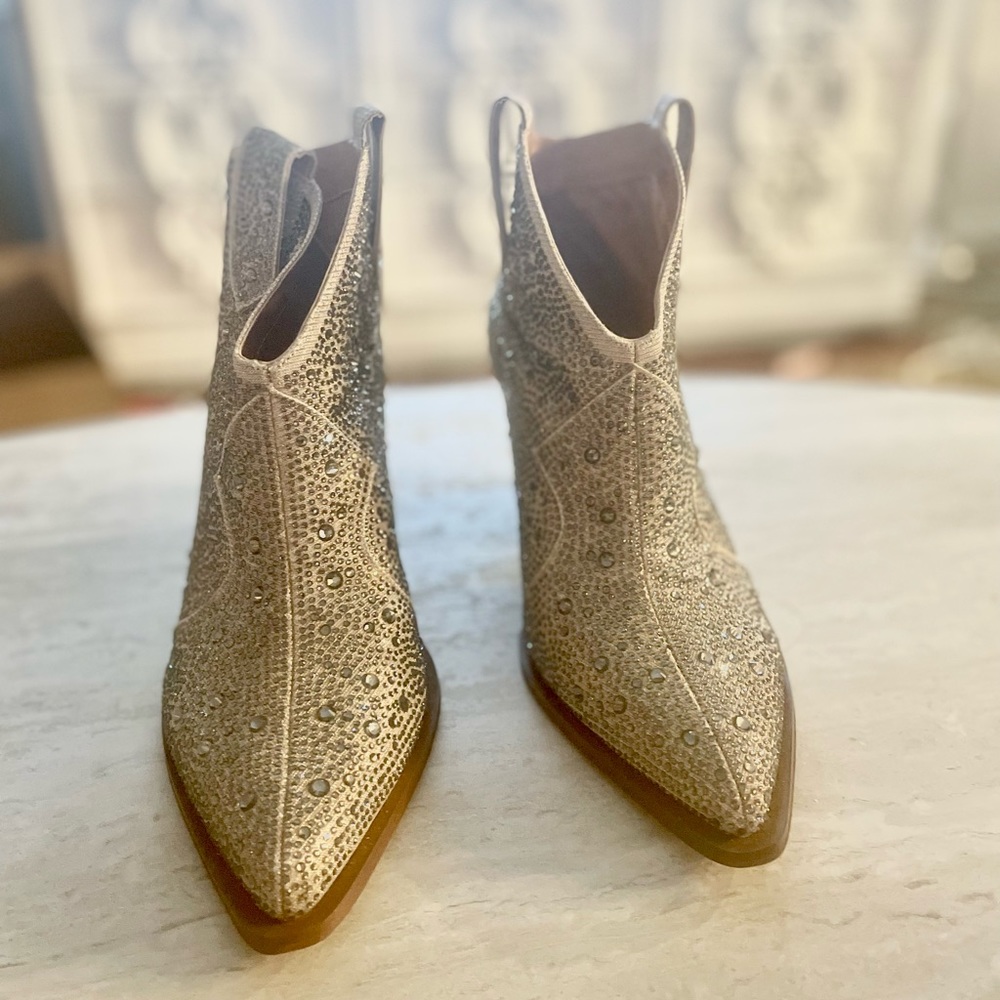 Jessica Simpson rhinestone ankle cowboy booties.